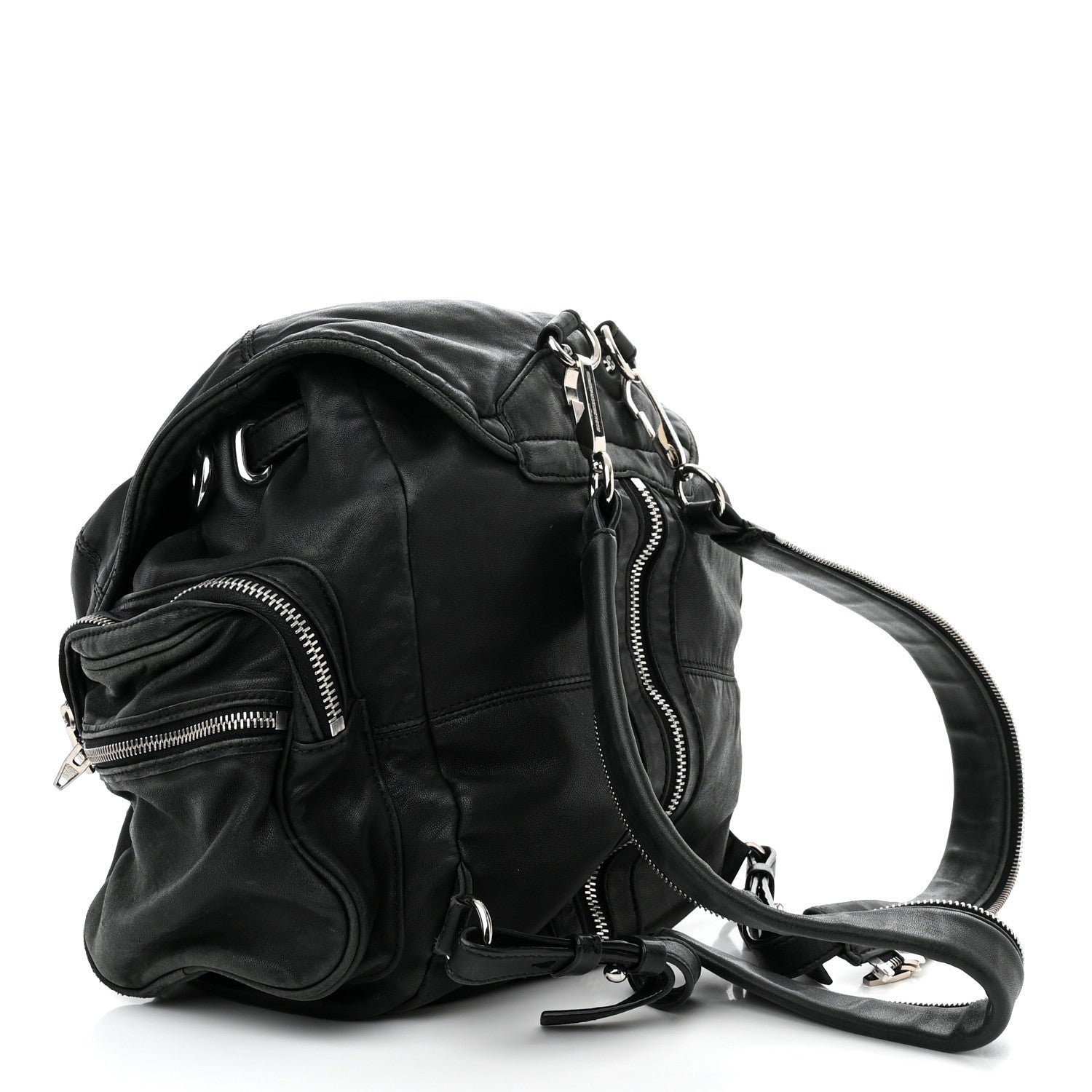 Alexander Wang Lambskin Marti Backpack Bag Washed Black Rhodium Hardware 3 of 17