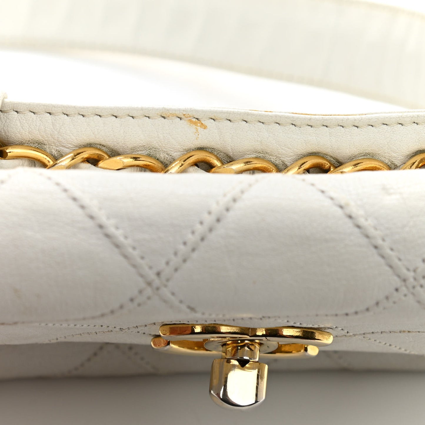 Lambskin Quilted Flap Waist Belt Bag 70 28 White