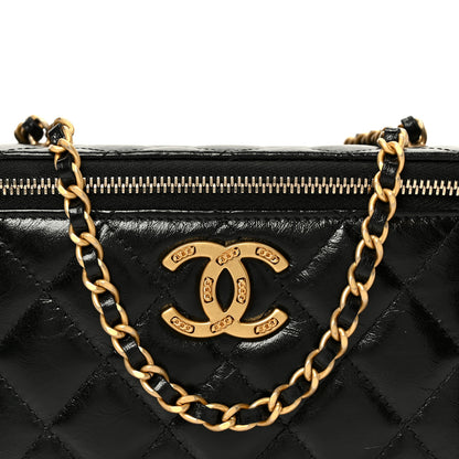 Chanel Shiny Lambskin Quilted CC Links Small Vanity Case With Chain Black 9 of 11