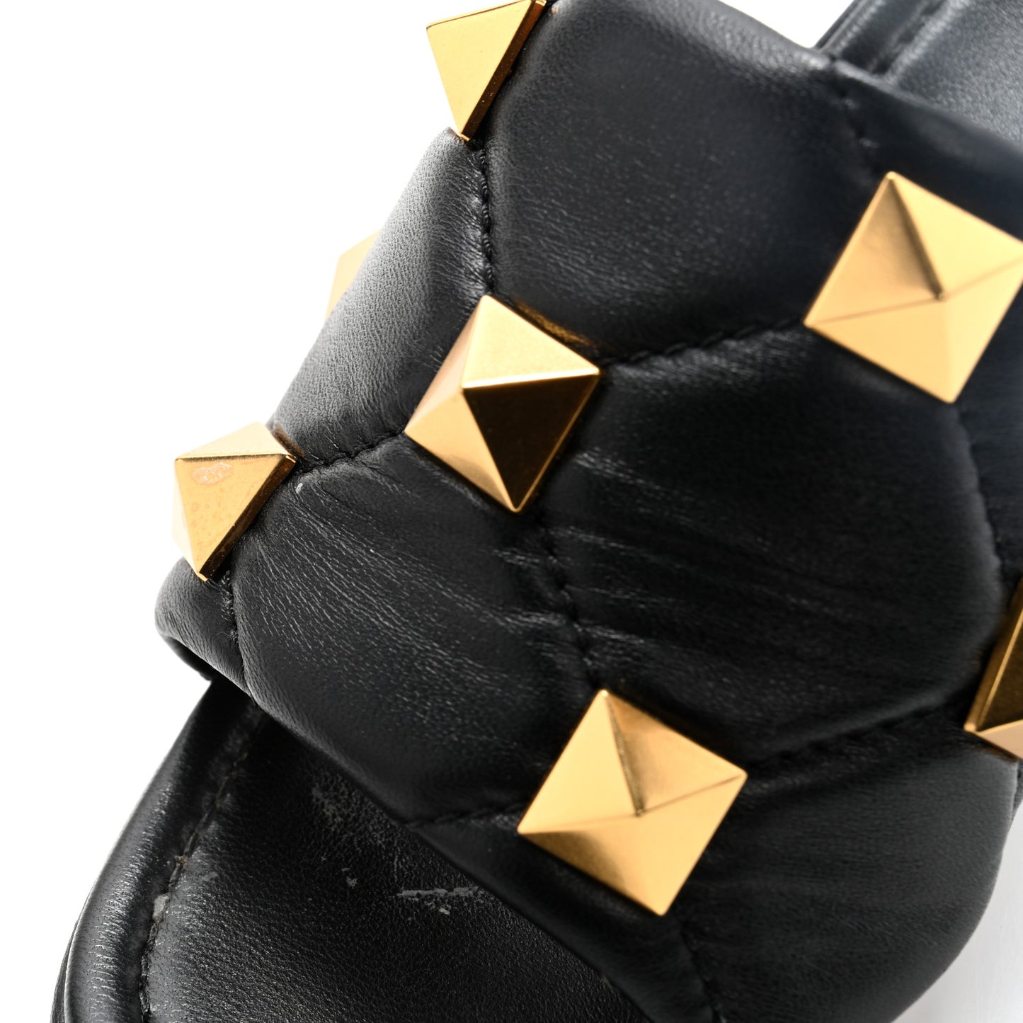 Nappa Quilted Roman Stud 65mm Slide Sandals 37 Black