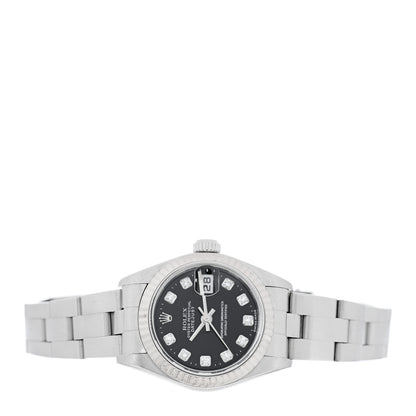 Rolex Stainless Steel 18K White Gold Diamond 26mm Oyster Perpetual Datejust Watch Black 79174 2 of 5