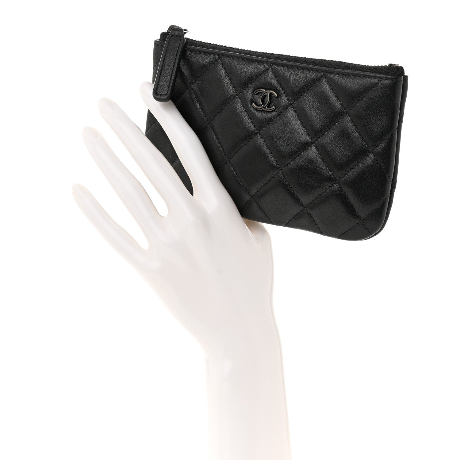Chanel Pearly Lambskin Quilted Small Cosmetic Case So Black 2 of 7