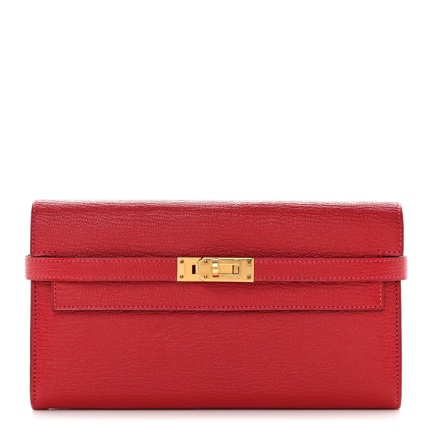 Hermes Chevre Mysore Kelly Longue Wallet Rouge Casaque 1 of 10