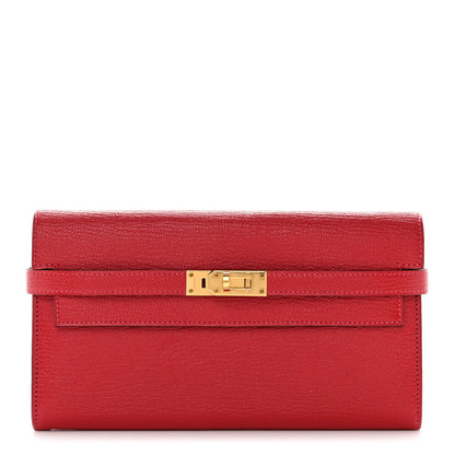 Hermes Chevre Mysore Kelly Longue Wallet Rouge Casaque 1 of 10
