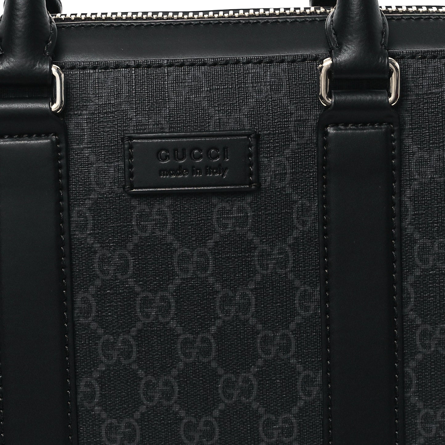 GG Supreme Monogram Appia Calfskin Web Briefcase Black