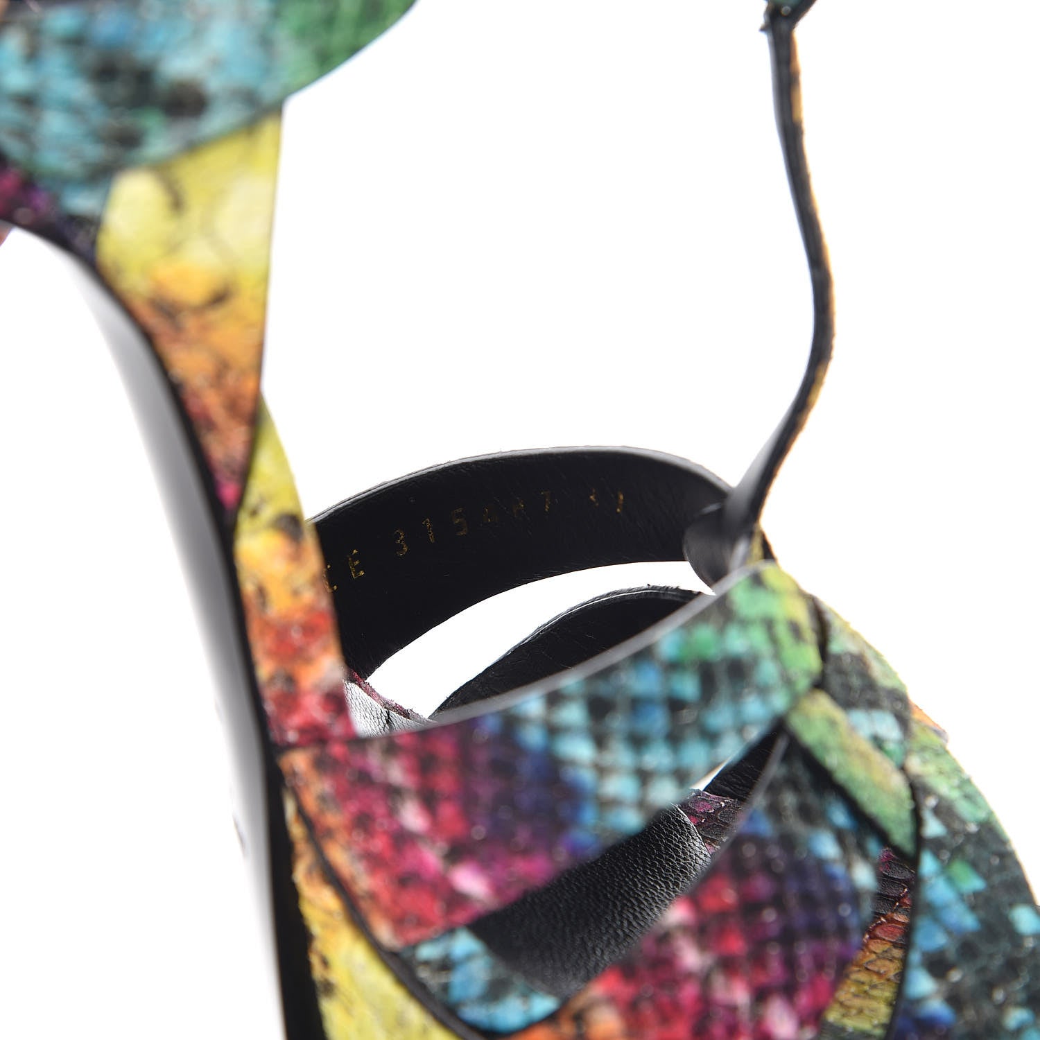 Saint Laurent Python Calfskin Embossed Africa Tie Dye Tribute 105 Platform Sandals 37 Multicolor 8 of 9
