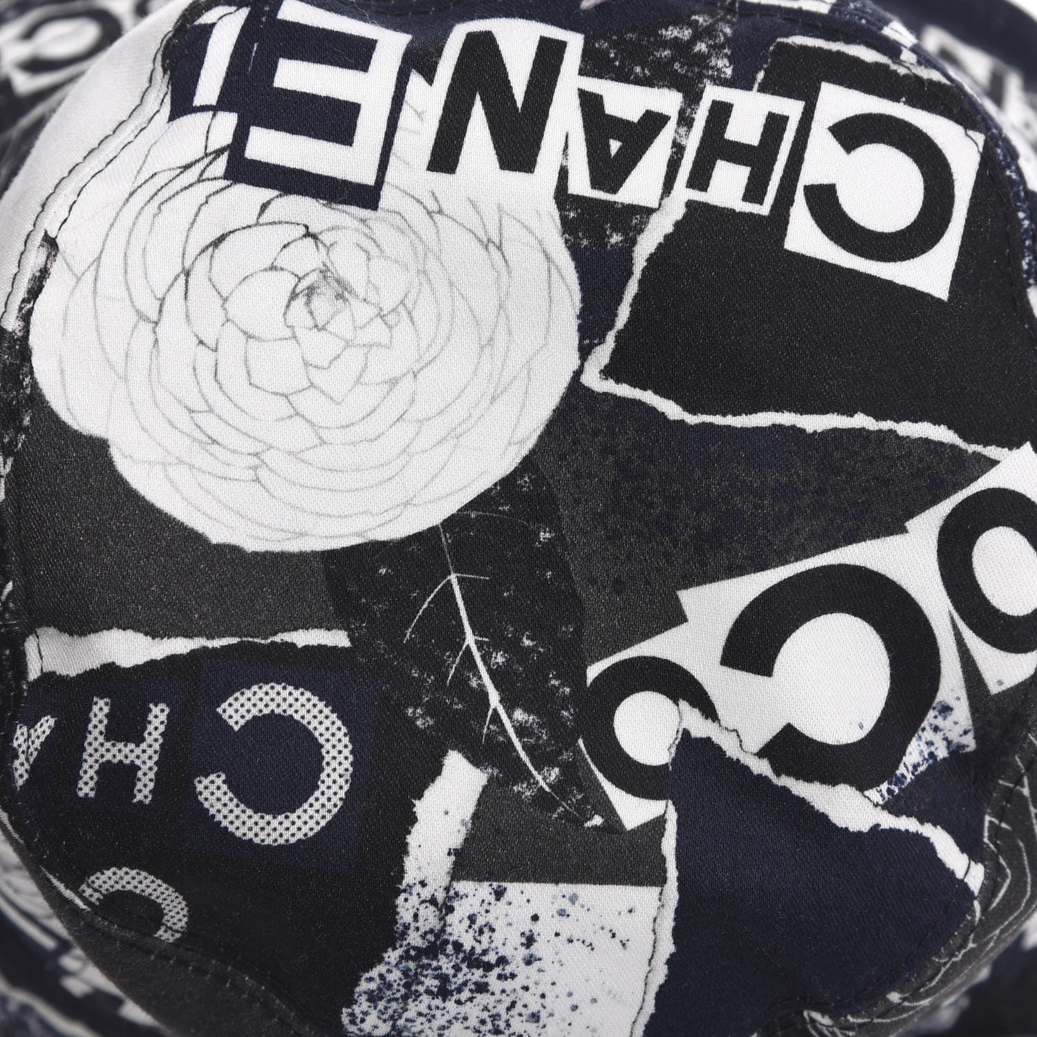 Chanel Cotton Coco Print Bucket Hat M Navy Black White 5 of 6