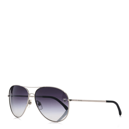Chanel Metal Aviator CC Sunglasses 4189-T-Q Silver 1 of 8