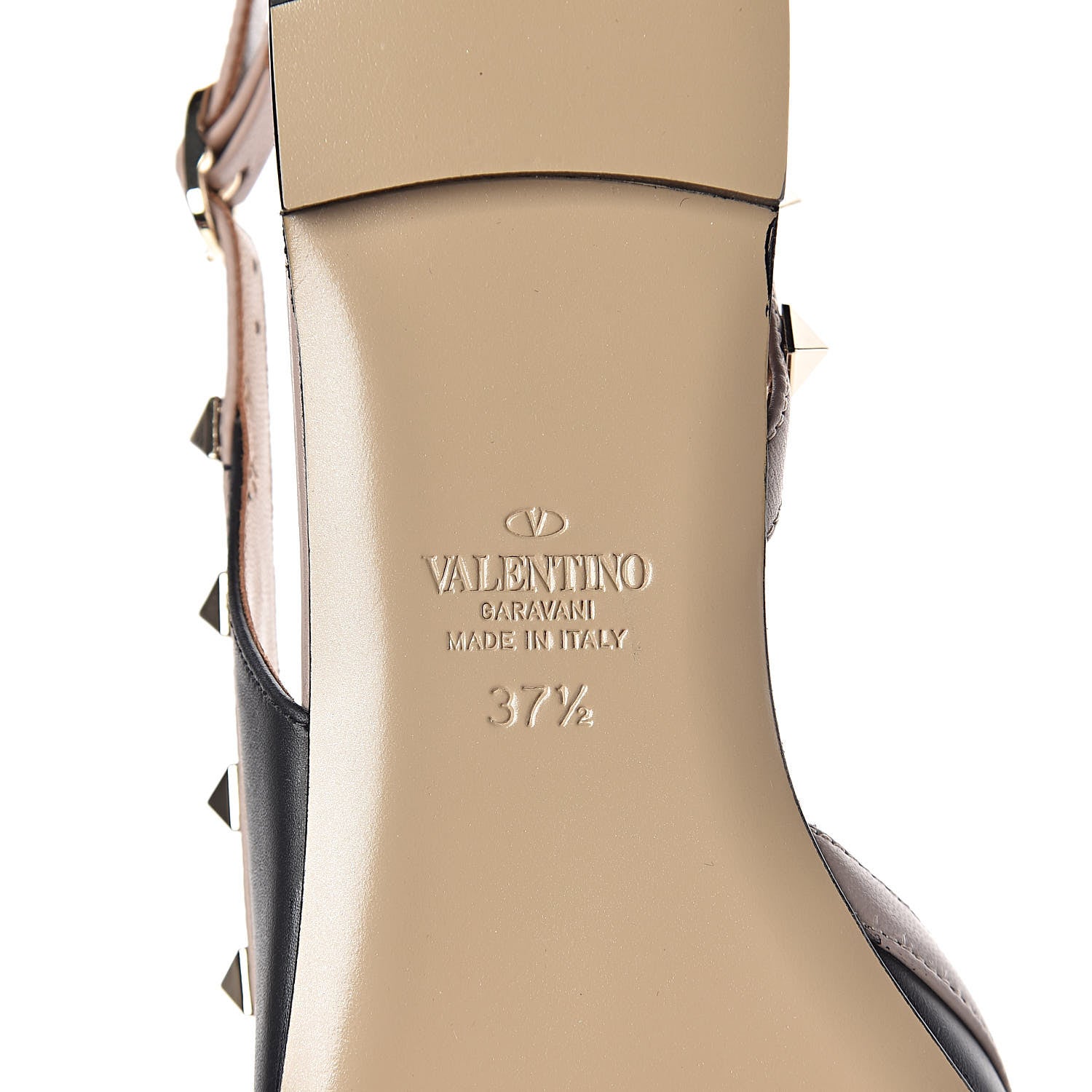 Valentino Garavani Nappa Rockstud Slingback Flats 37.5 Black Poudre 6 of 9