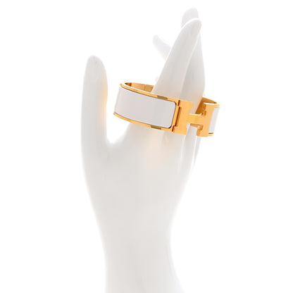 Hermes Enamel Wide Clic Clac H Bracelet GM White 2 of 5