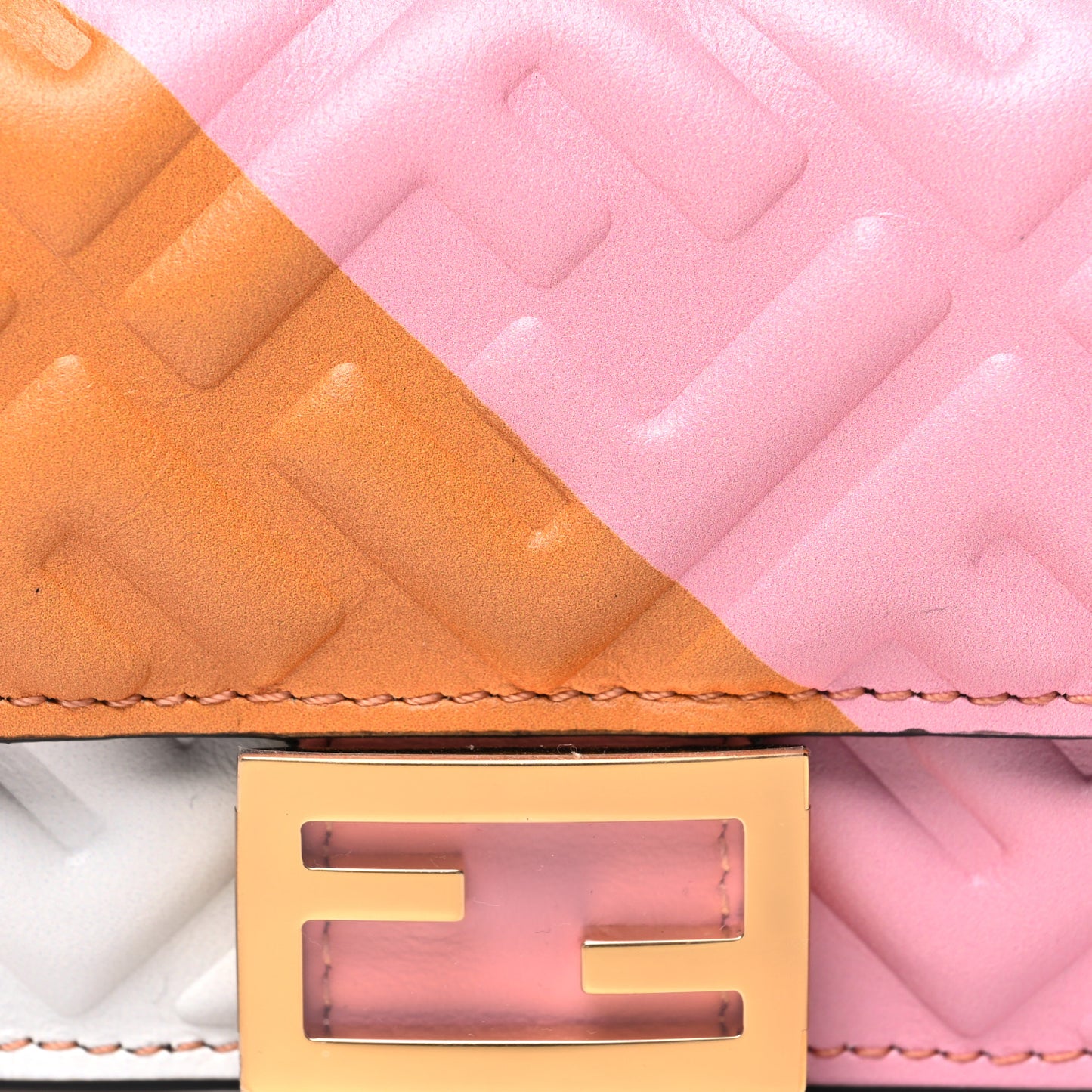 Nappa FF Embossed Line Print Micro Tri-Fold Wallet White Multicolor