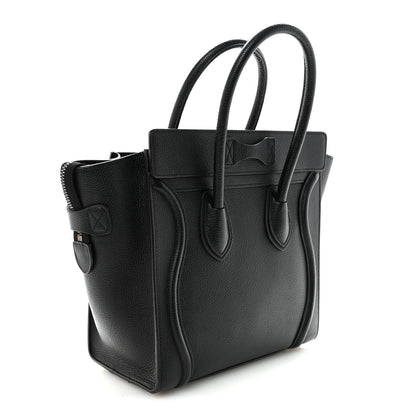 Celine Drummed Calfskin Micro Luggage Black 3 of 9