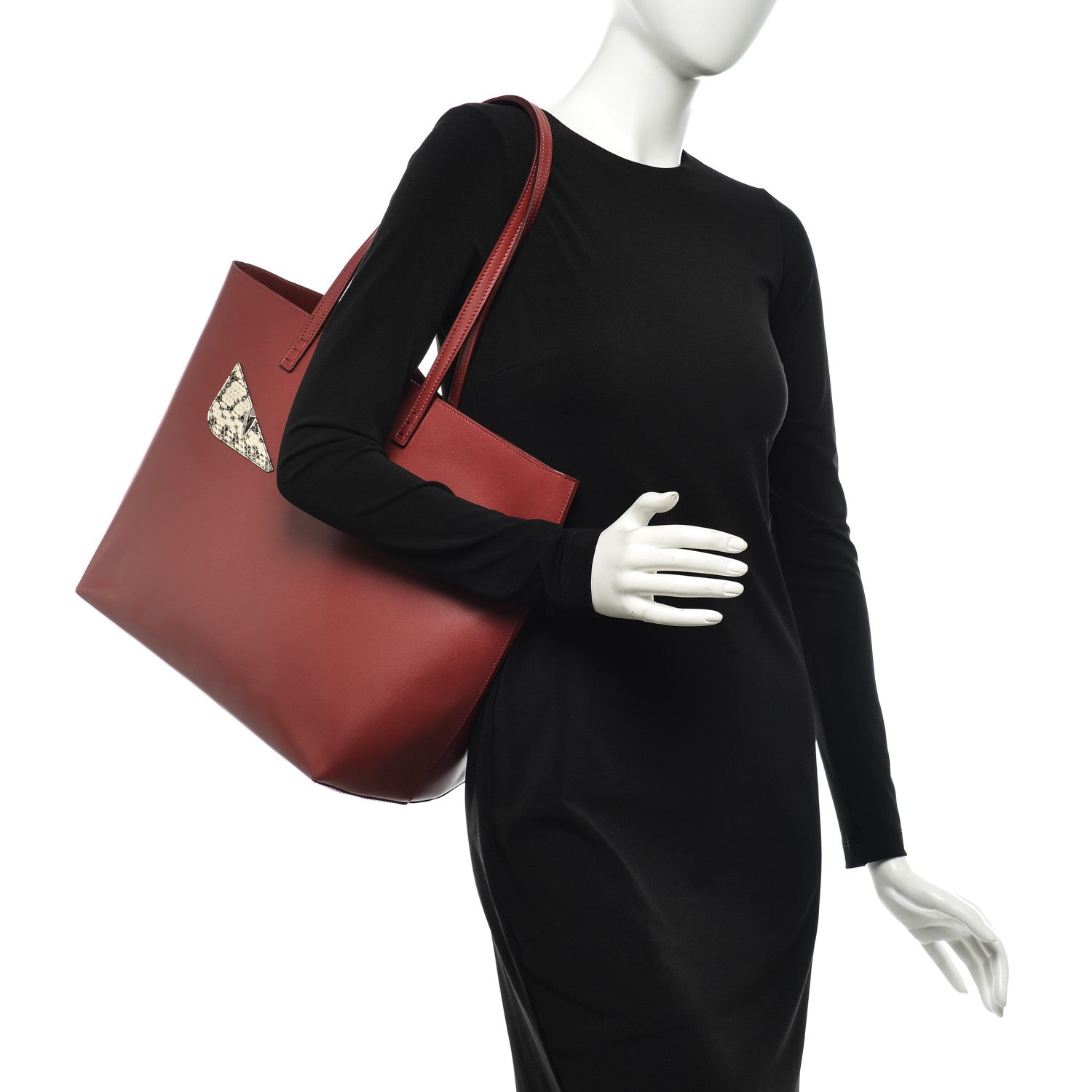 Fendi Vitello Ginevra Elaphe Monster Eyes Shopping Tote Ribes Naturale 2 of 8