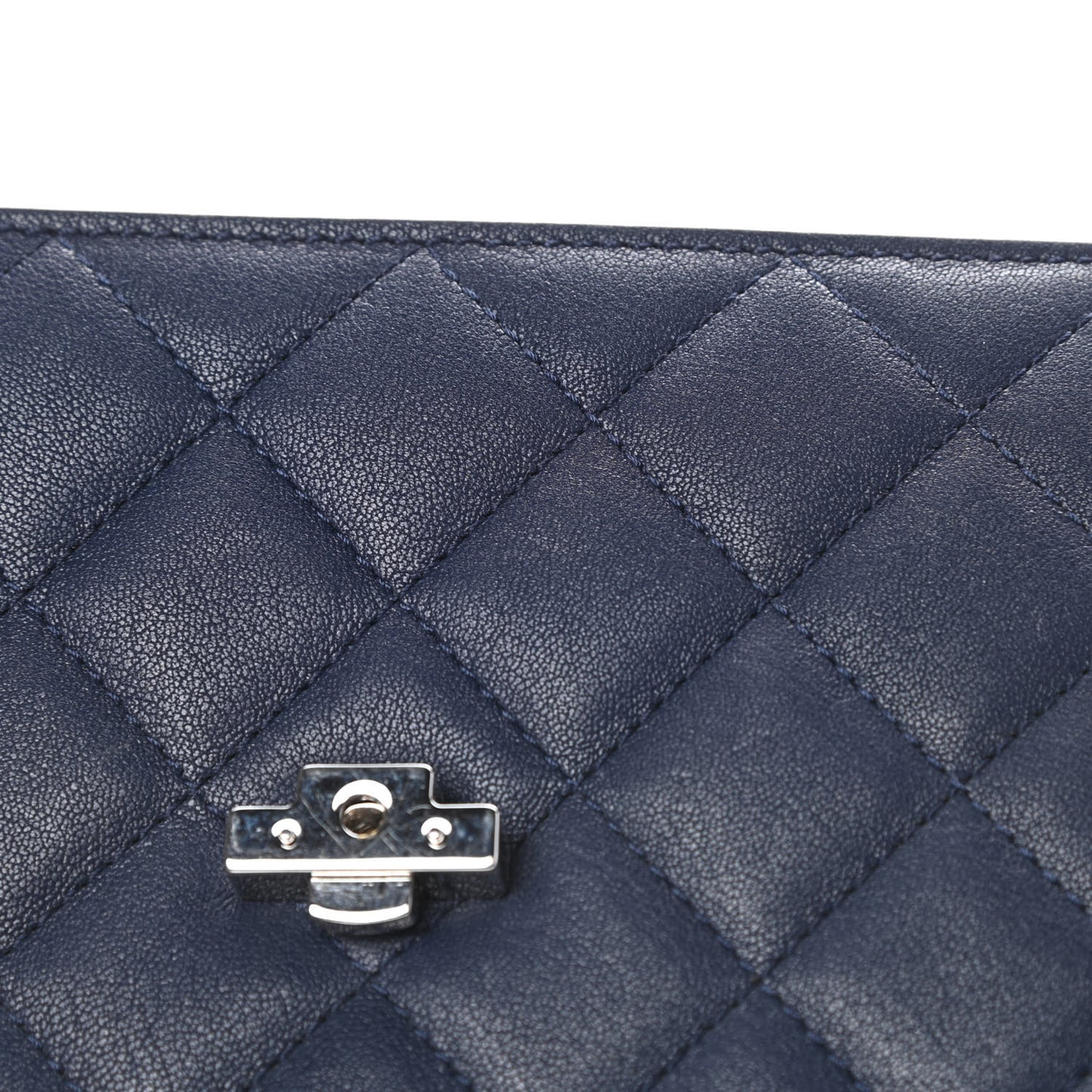 Goatskin Quilted Small CC Box Flap Navy
