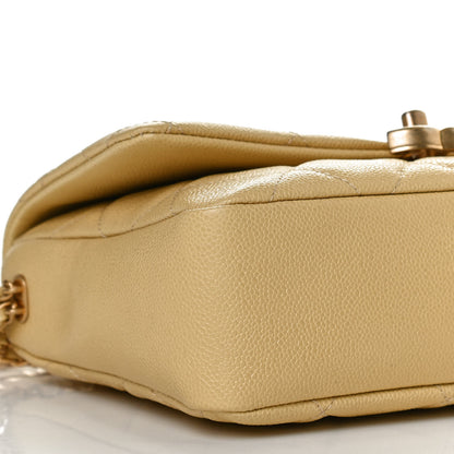 Chanel Shiny Caviar Quilted Small Chain Melody Flap Yellow 9 of 11