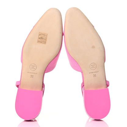 Chanel Denim Cap Toe CC Slingback Flats 36 Neon Pink 4 of 5