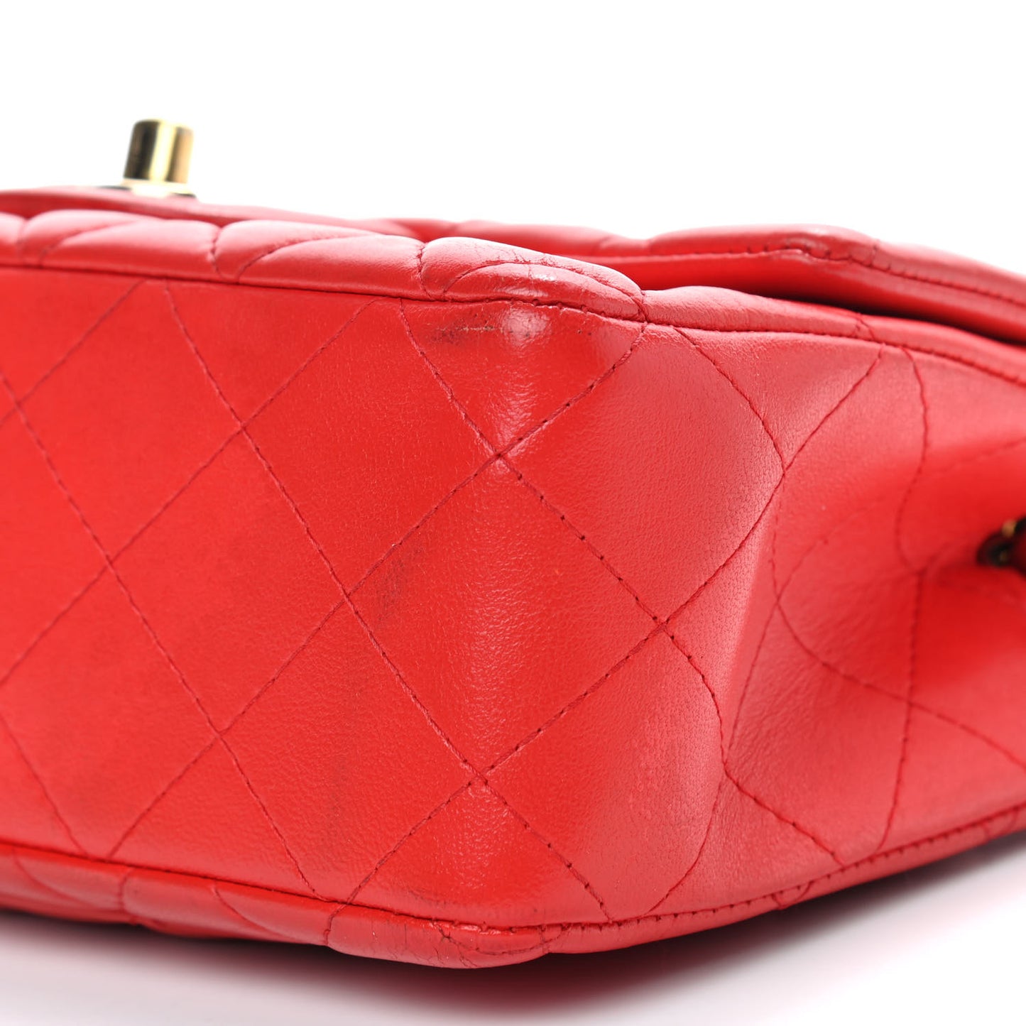 Lambskin Quilted Mini Rectangular Flap Red