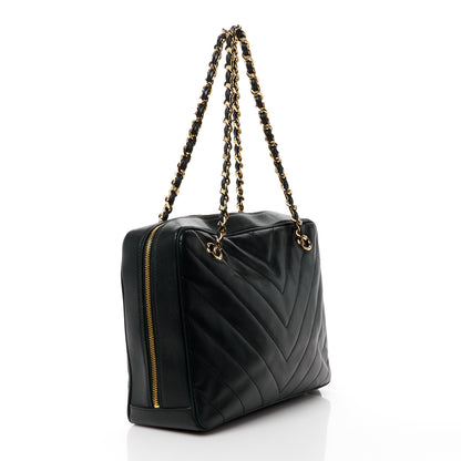 Chanel Lambskin Chevron Quilted Camera Case Black 4 of 15