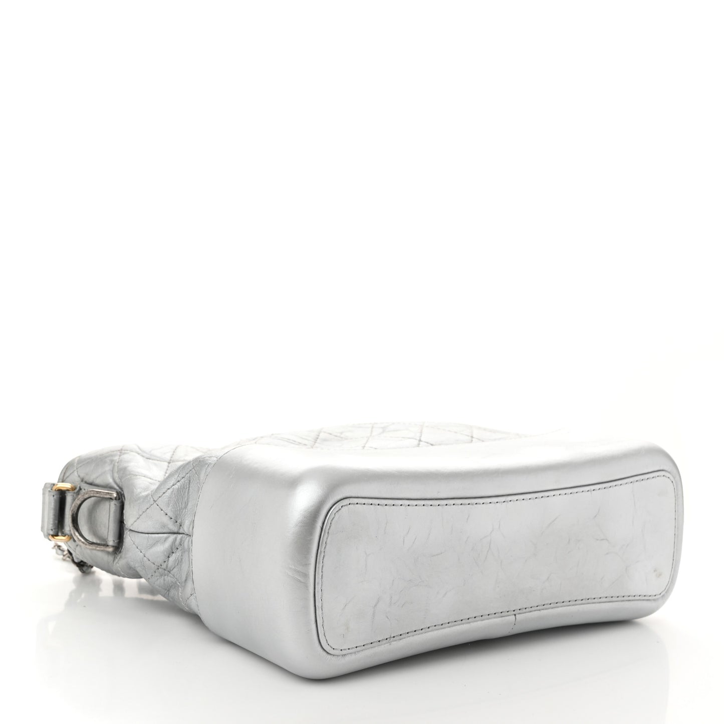Metallic Aged Calfskin Quilted Medium Gabrielle Silver