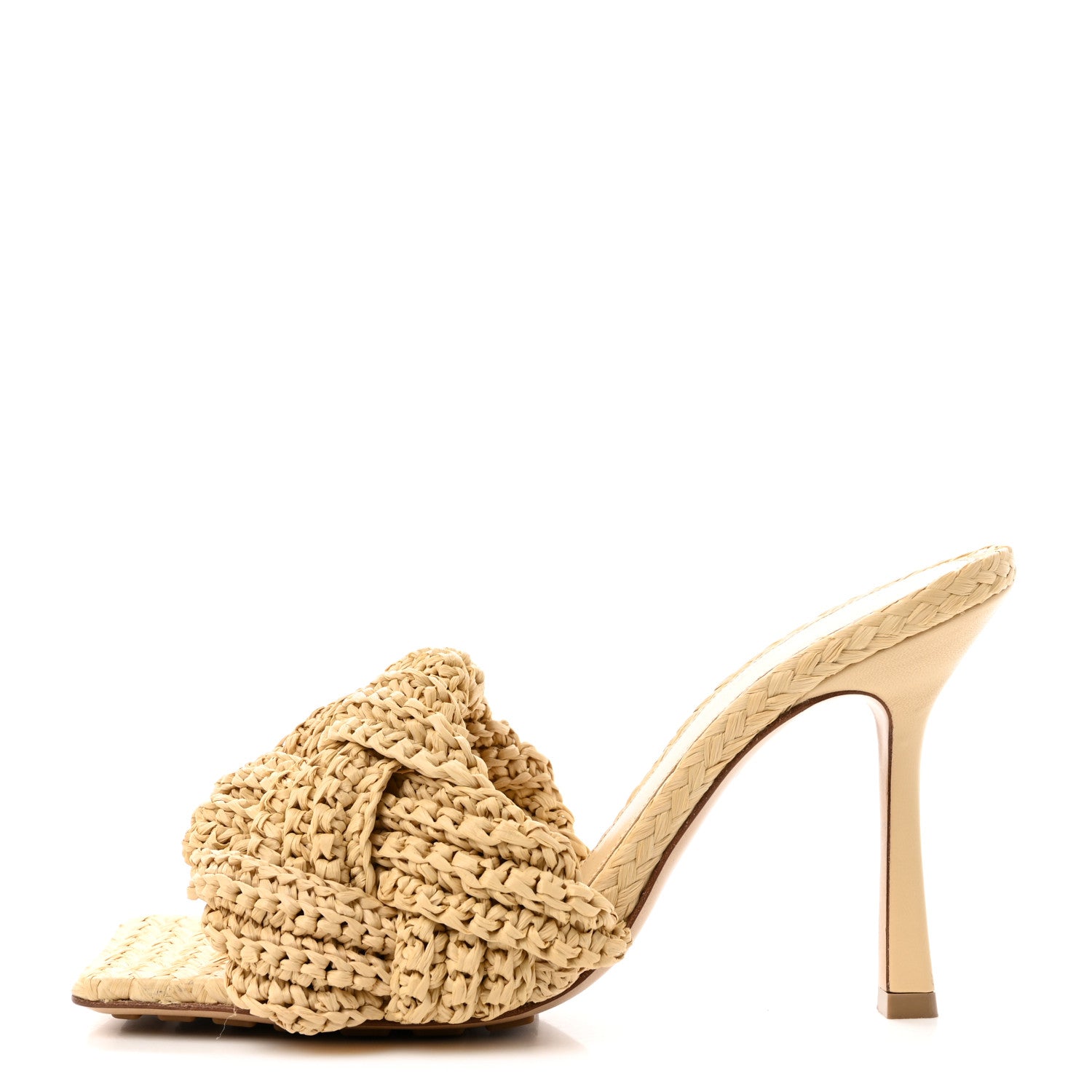 Bottega Veneta Raffia Intrecciato Lido Mule 90 Sandals 38 Cane Sugar 1 of 19