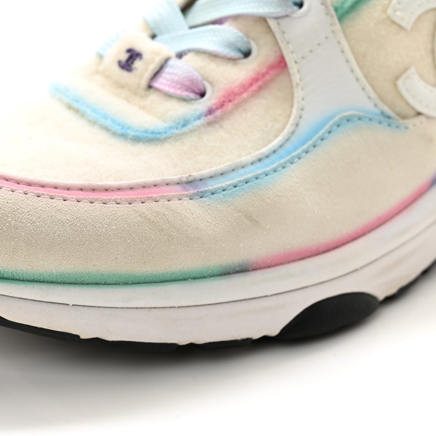 Wool Suede Calfskin CC Sneakers 40 Multicolor