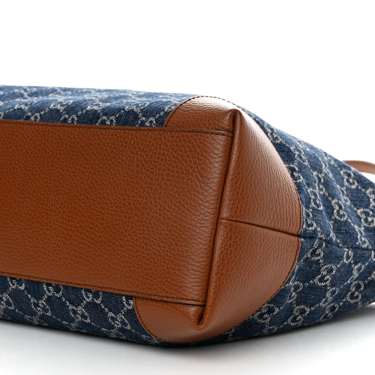 New Denim GG Monogram Medium Ophidia Shopping Tote Blue Tea Cuir
