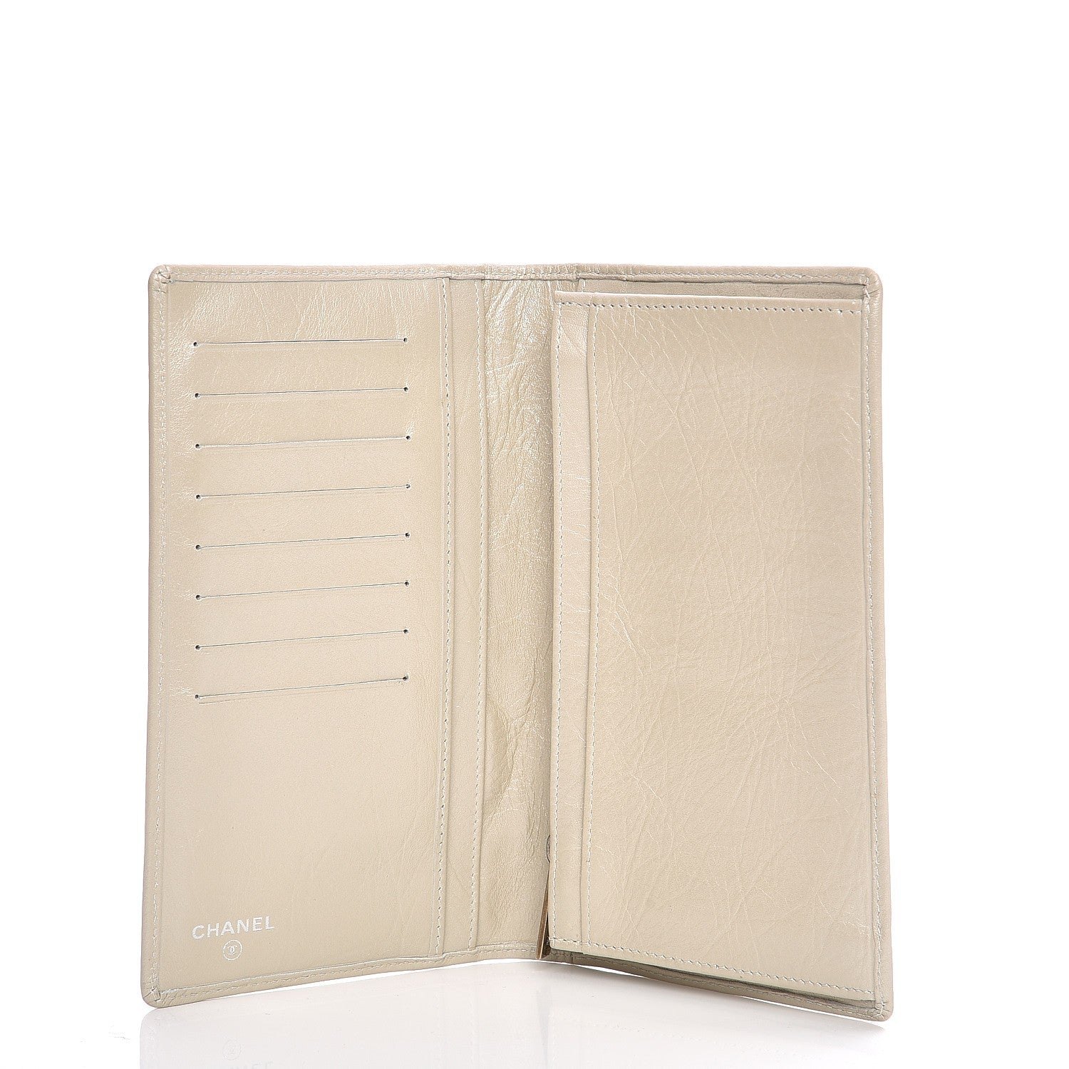 Chanel Aged Calfskin Quilted Cambon Quilted Yen Wallet Pearl 5 of 9