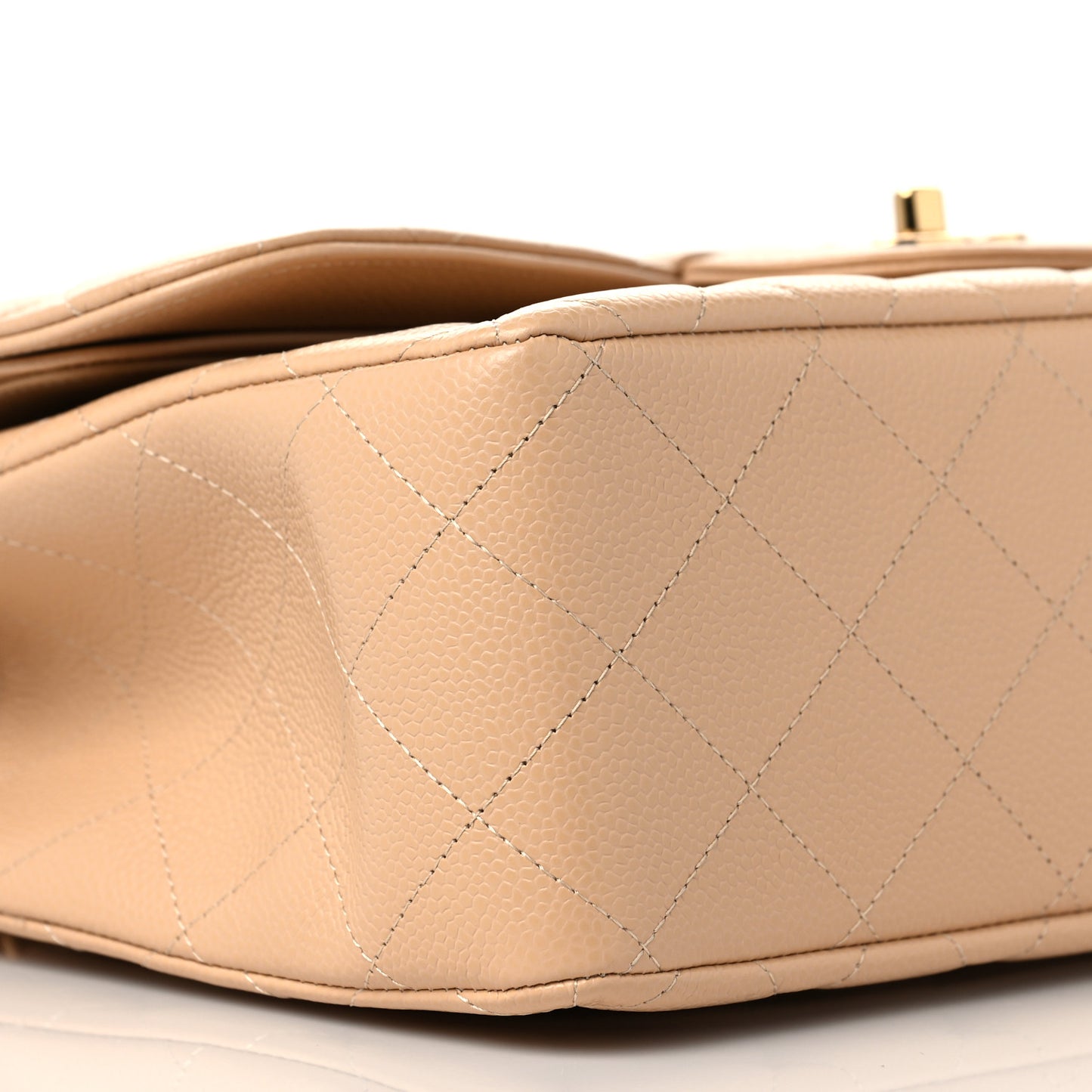 Caviar Quilted Jumbo Double Flap Beige