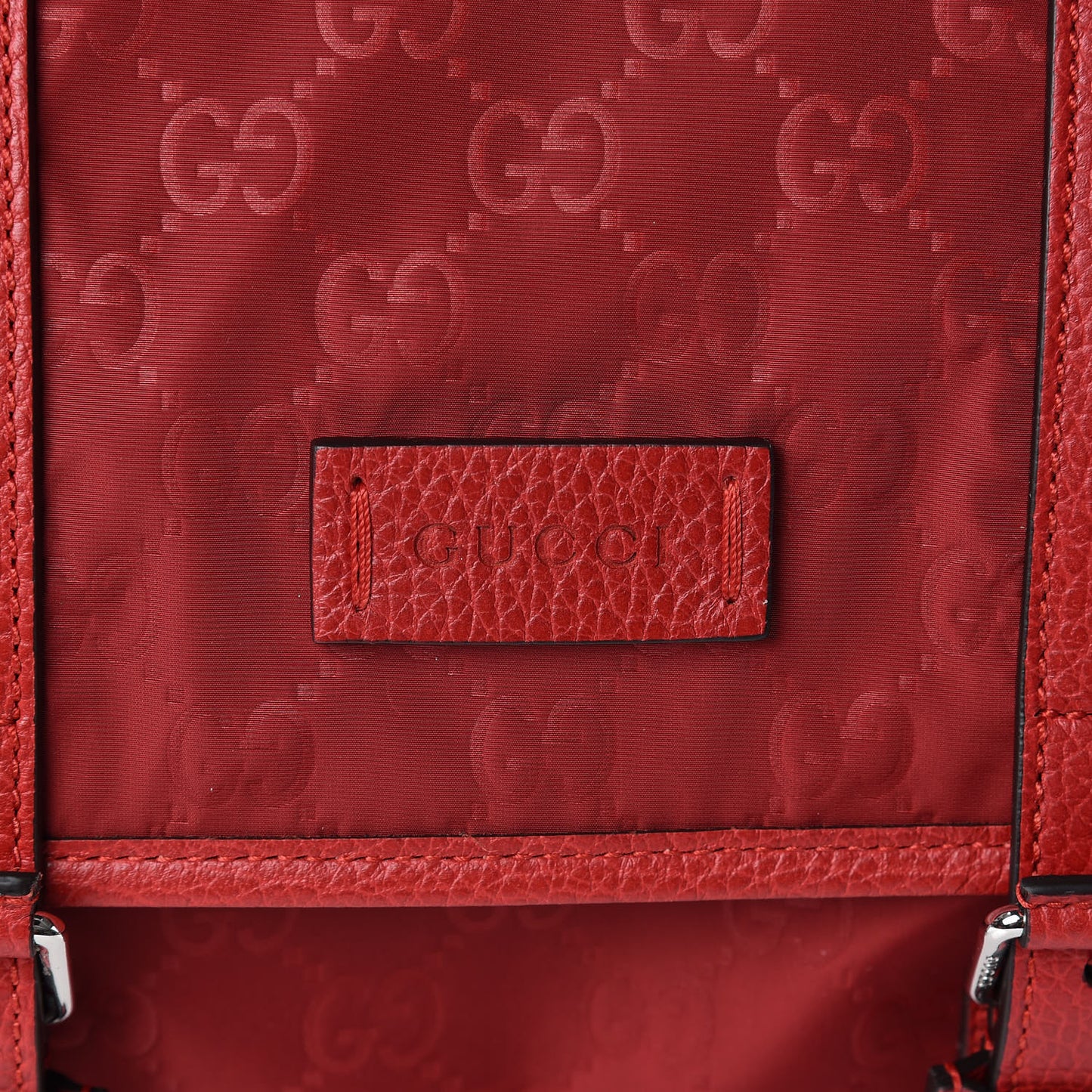 Nylon Monogram Double Buckle Flap Messenger Bag Vibrant Red