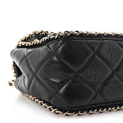 Chanel Crumpled Calfskin Medium Chain All Over Flap Black 9 of 10
