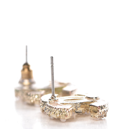 Chanel Pearl Crystal Baguette CC Earrings Gold 3 of 5