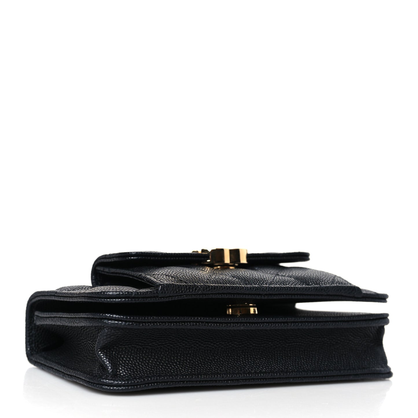 Caviar Quilted Pocket Twins Clutch With Chain Black