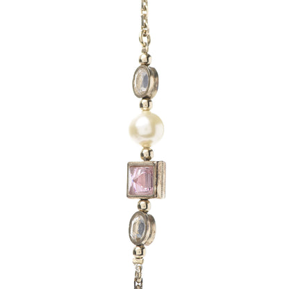Chanel Crystal CC Pendant Necklace Gold Multicolor 5 of 7