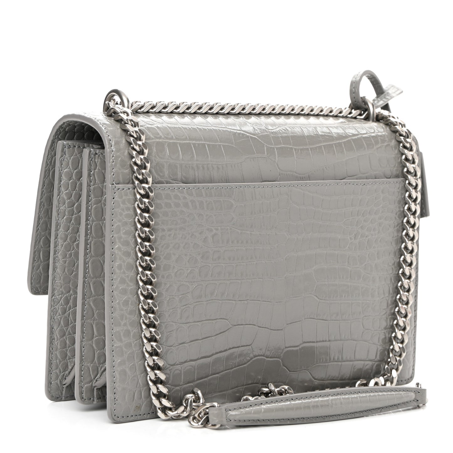 Calfskin Crocodile Embossed Medium Monogram Sunset New Stone