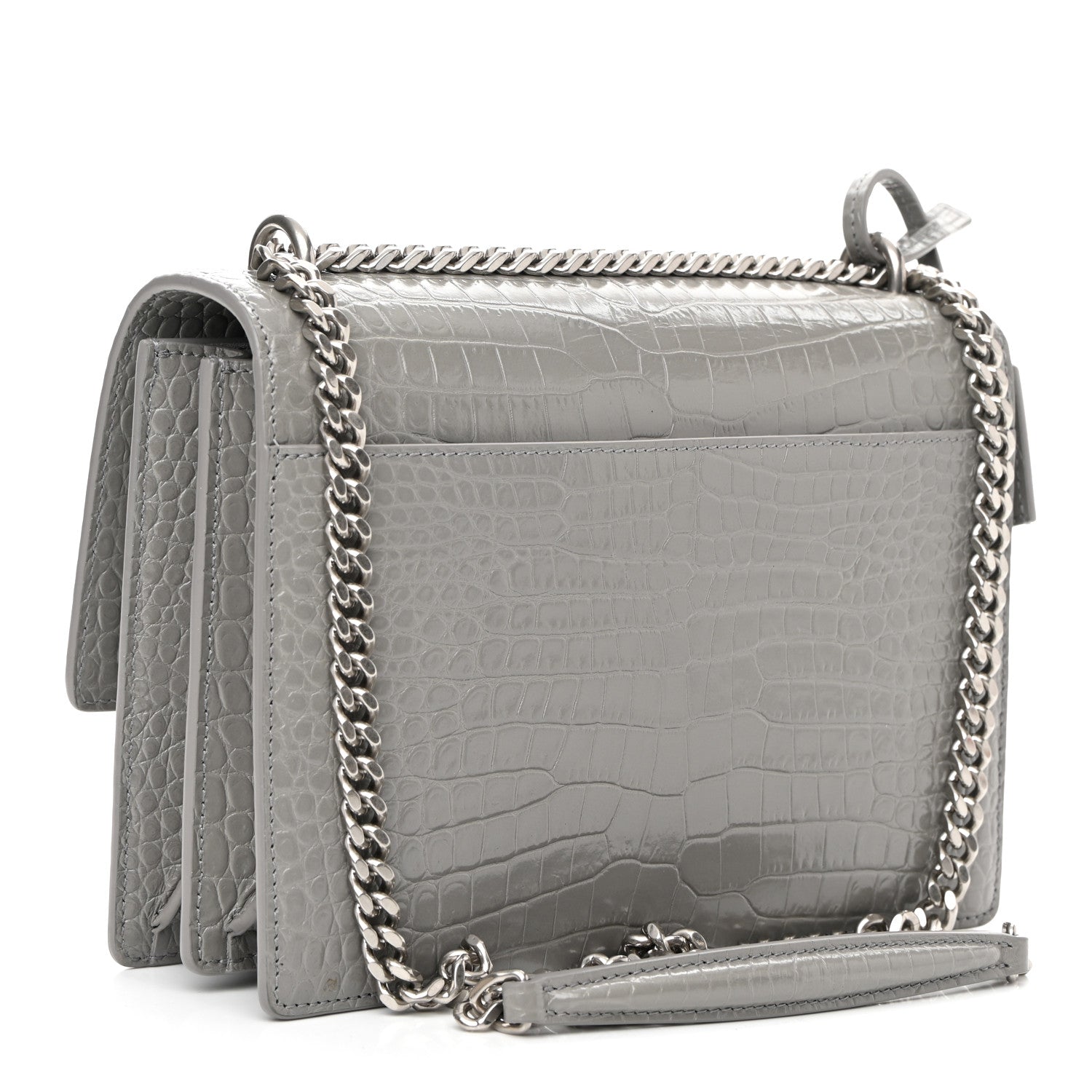 Saint Laurent Calfskin Crocodile Embossed Medium Monogram Sunset New Stone 3 of 10