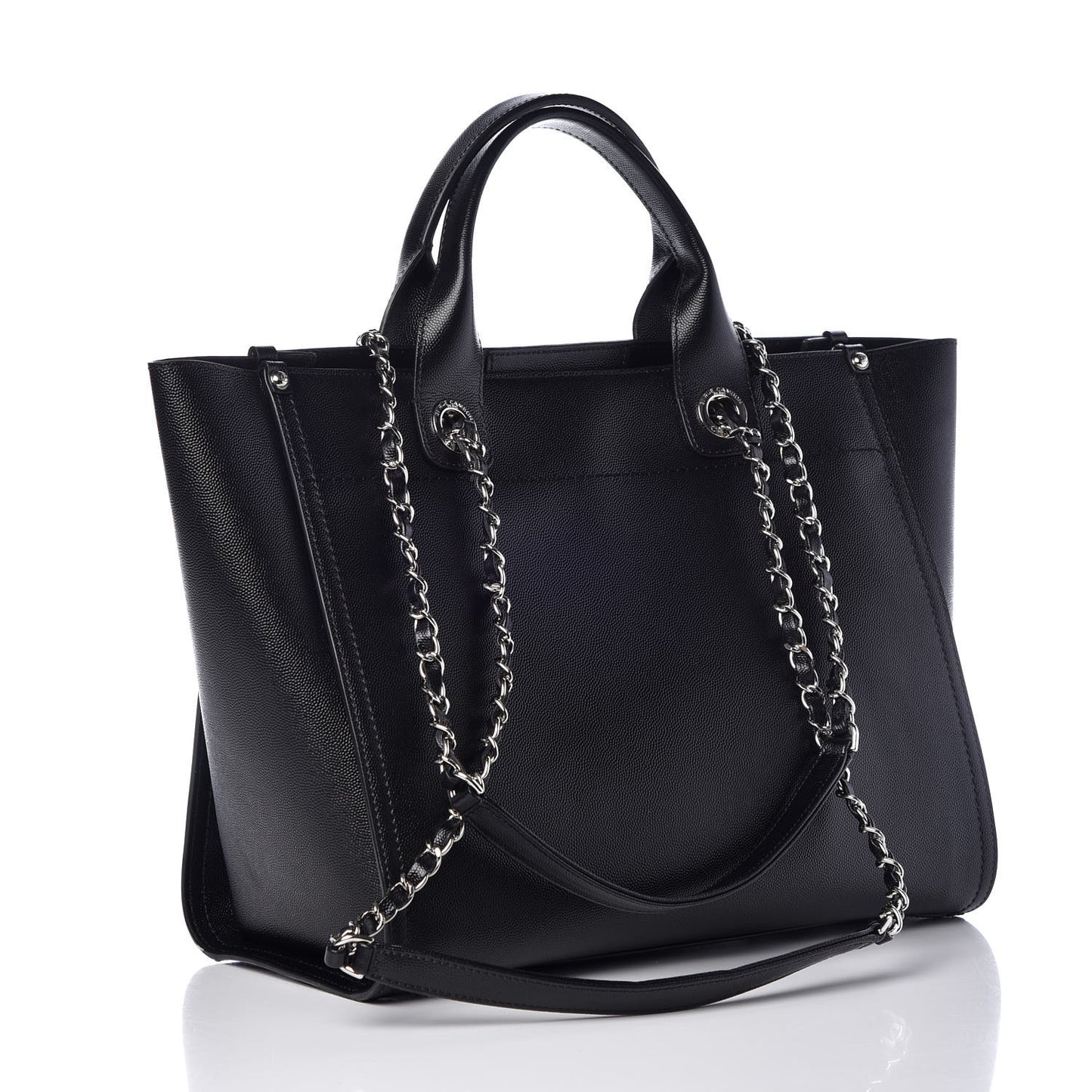 Caviar Small Studded Deauville Tote Black