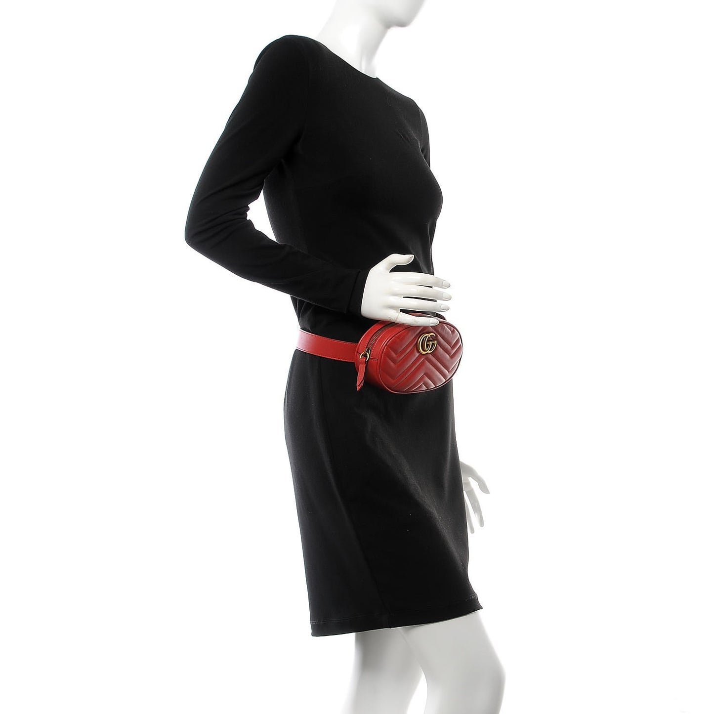 Calfskin Matelasse GG Marmont Belt Bag 75 30 Hibiscus Red