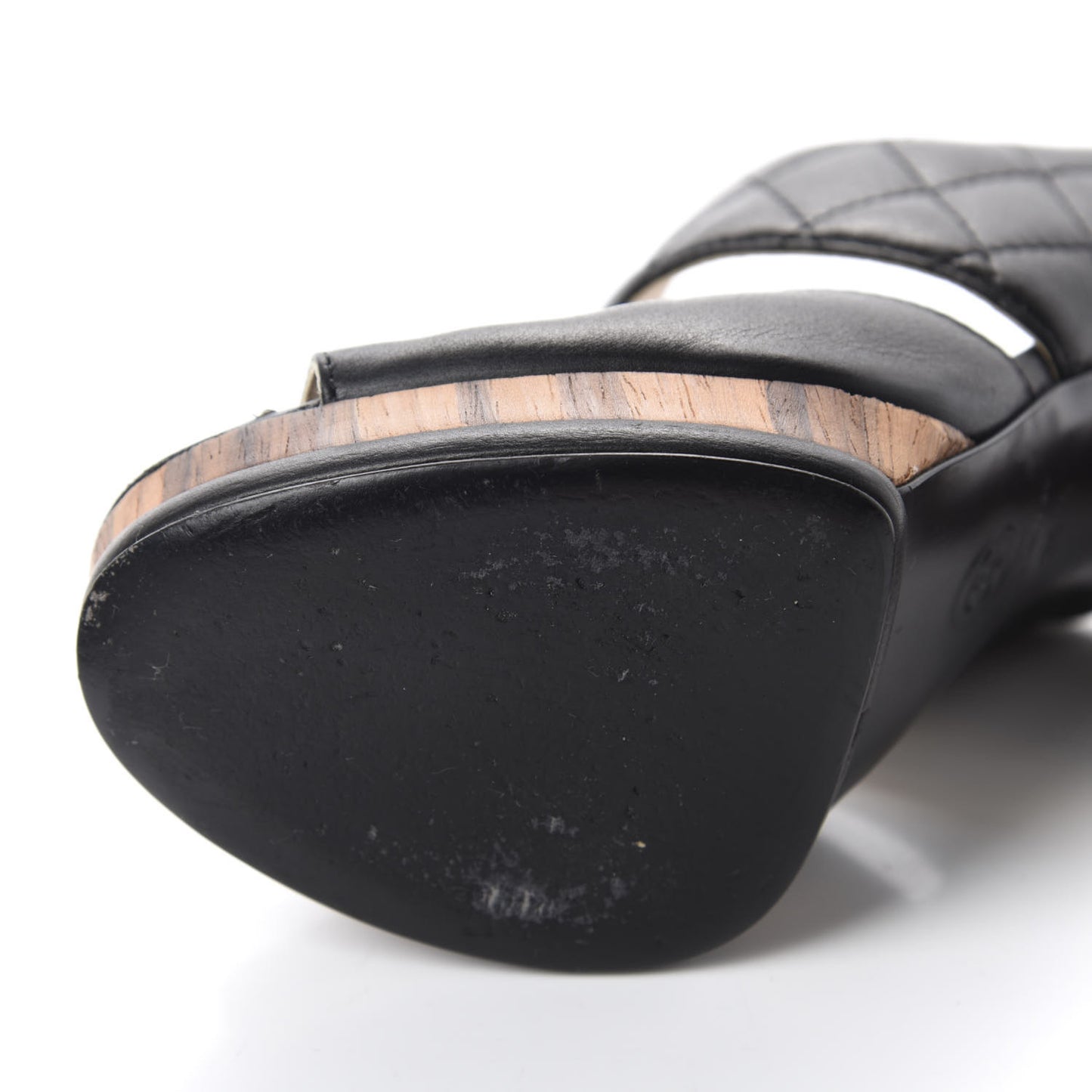 Lambskin Quilted Wooden Sandals 36.5 Black