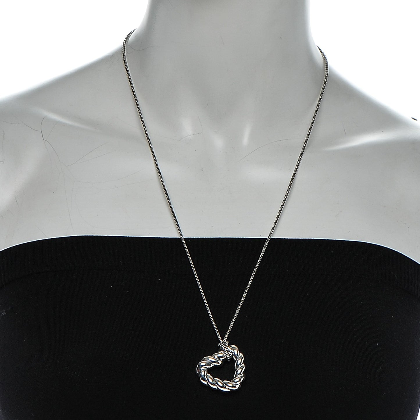 Sterling Silver Cable Heart Pendant Necklace