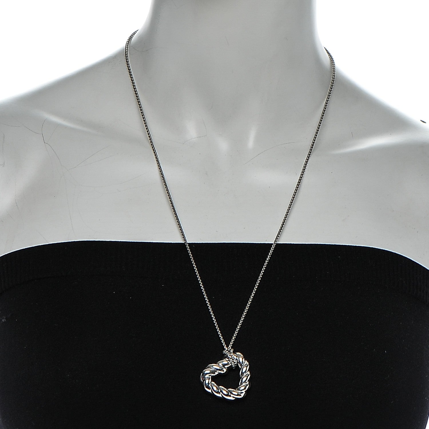 David Yurman Sterling Silver Cable Heart Pendant Necklace 2 of 5