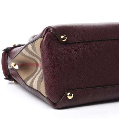 Burberry Grainy Calfskin House Check Medium Banner Tote Mahogany Red 6 of 10