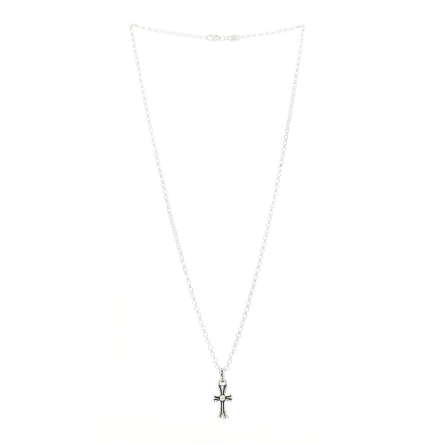 Sterling Silver Baby Fat Cross Pendant Roll Chain Necklace