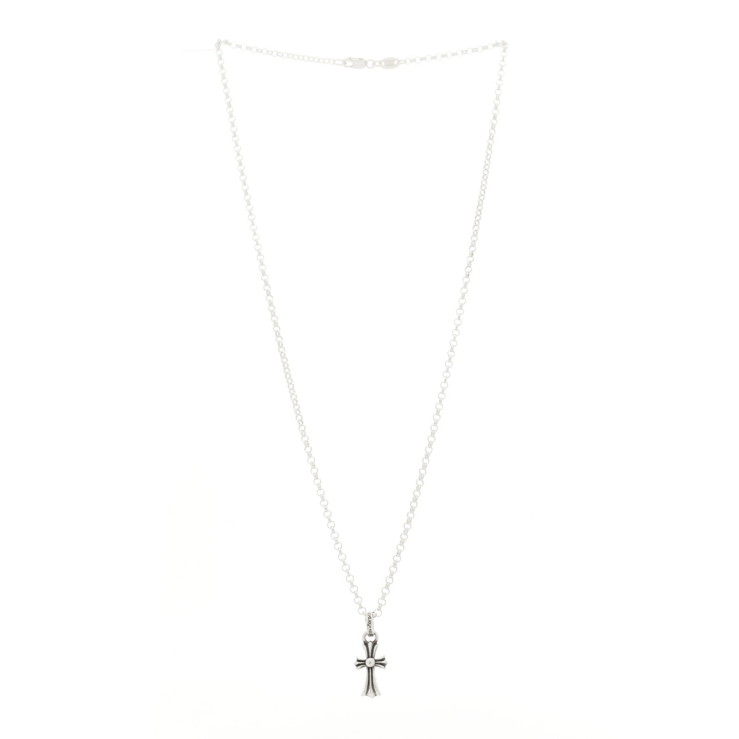Chrome Hearts Sterling Silver Baby Fat Cross Pendant Roll Chain Necklace 3 of 6