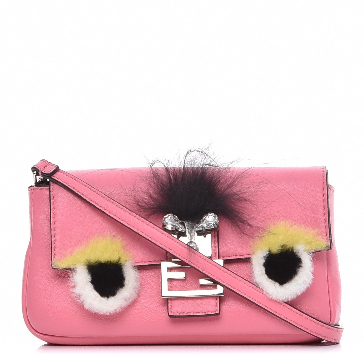 Nappa Rabbit Fox Fur Micro Buggie Baguette Rosa Fluo Multicolor