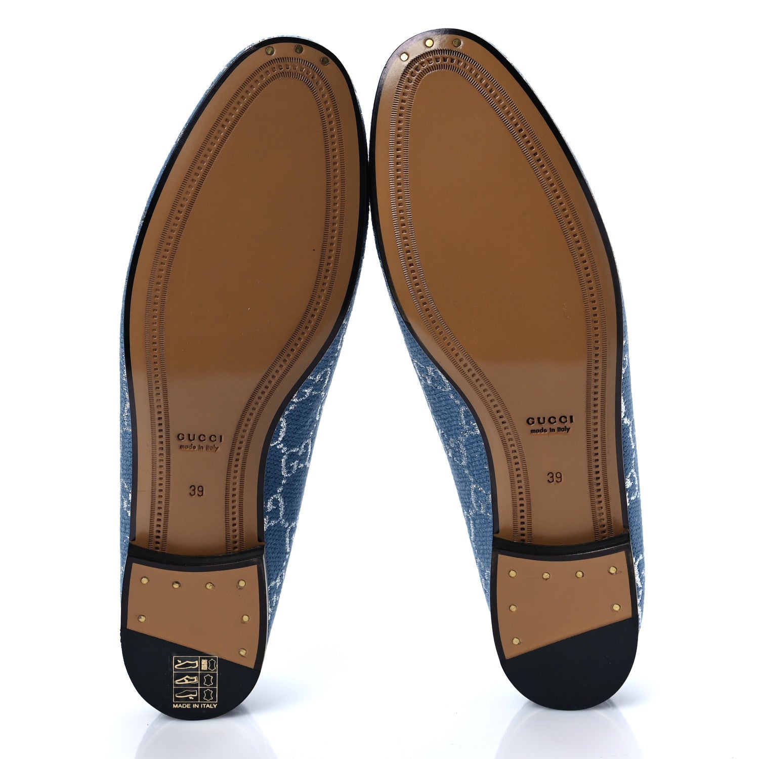 Gucci Canvas Lame GG Monogram Horsebit Womens Jordaan Loafers 39 Blue Silver Cornflower Blue 5 of 8