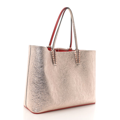 Christian Louboutin Metallic Crinkled Calfskin Spiked East West Cabata Rose Gold 3 of 12