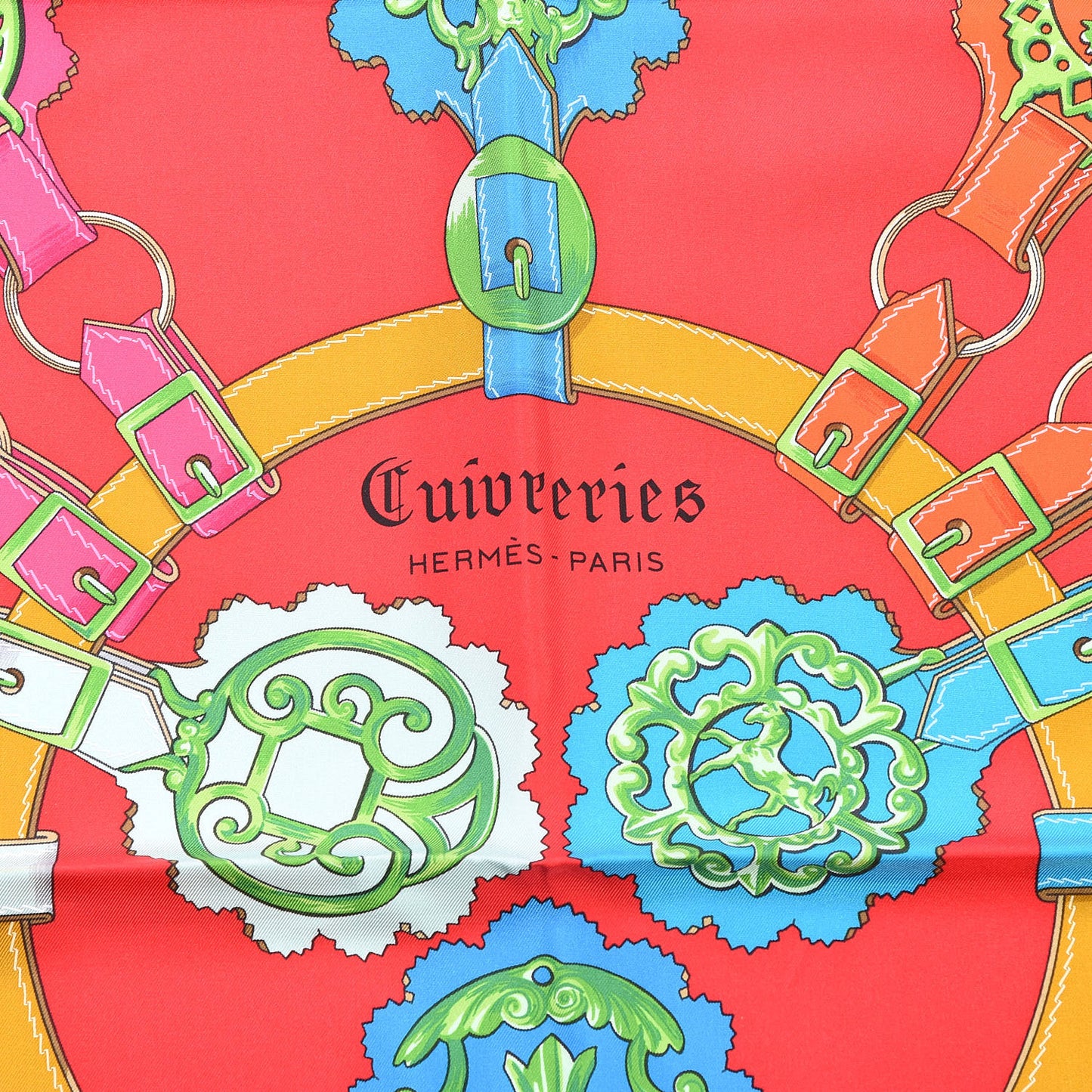Silk Cuivreries Scarf 90 Rouge Bleu Vert