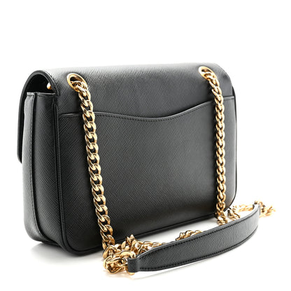 Prada Saffiano Flap Shoulder Bag Black 3 of 9