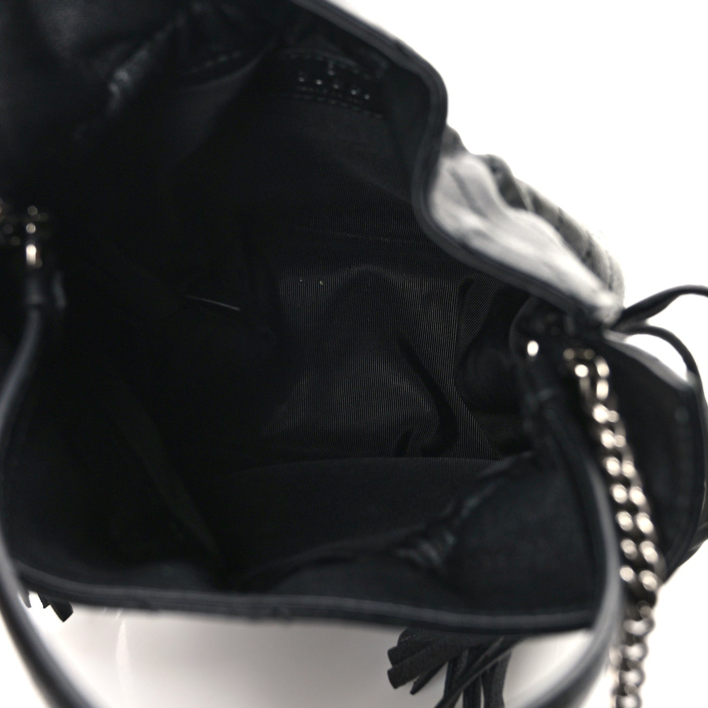 Sakai Be Green Calfskin Diagonal Stitched Mini Blondie Bucket Bag Black