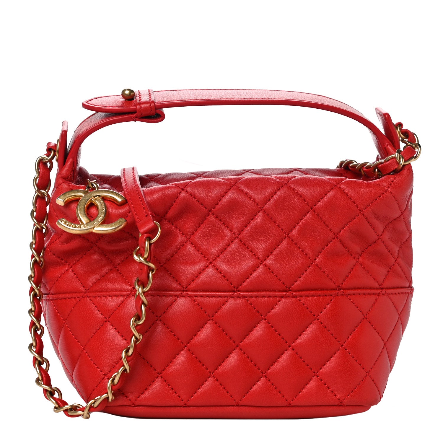 Chanel Lambskin Quilted Small Hobo Red 1 of 9
